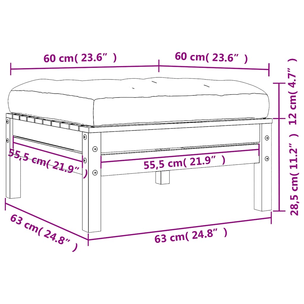 Gartenhocker mit Kissen Massivholz Douglasie
