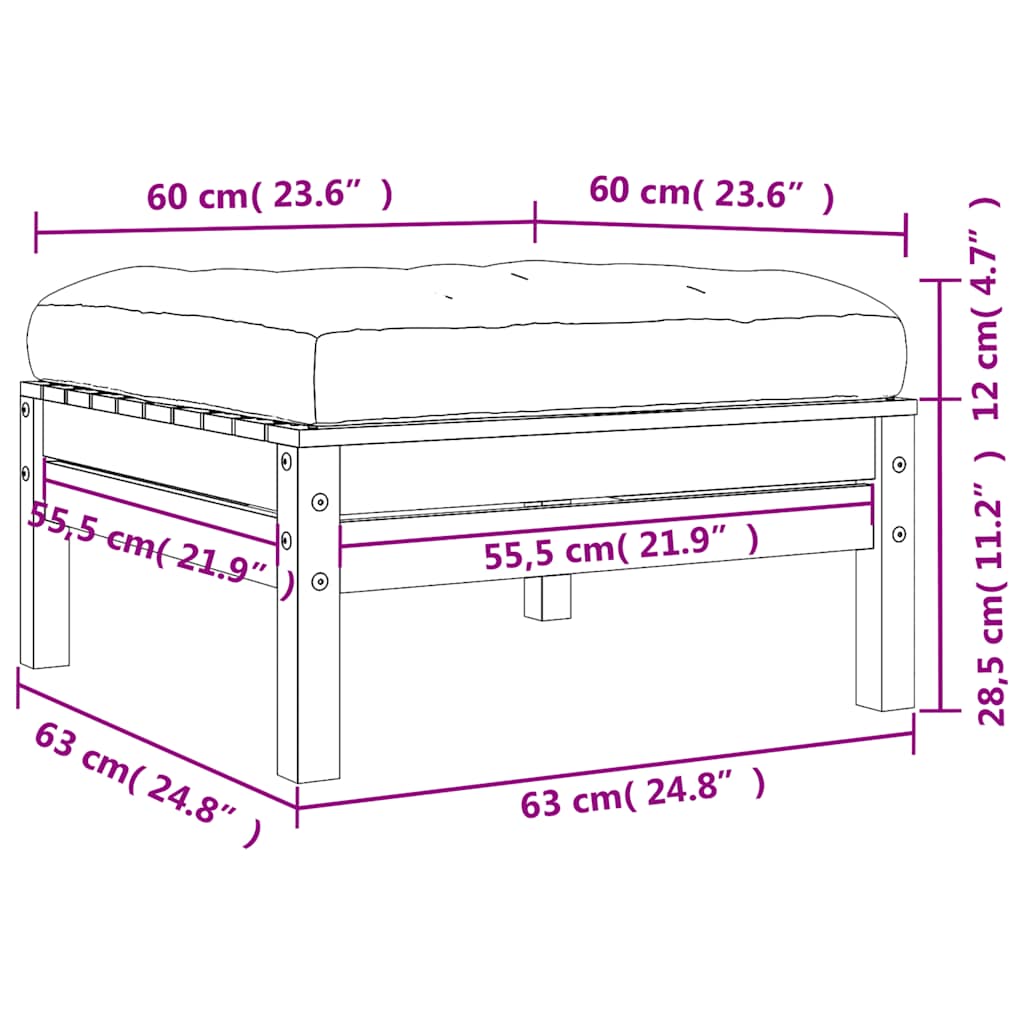 Gartenhocker mit Kissen Kiefernholz Imprägniert