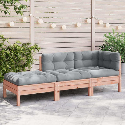 Gartensofa mit Kissen und Hocker 3-Sitzer