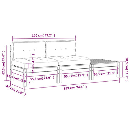 Gartensofa mit Kissen und Hocker 2-Sitzer