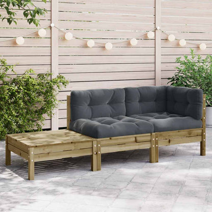 Gartensofa mit Kissen und Fußhocker Kiefernholz Imprägniert