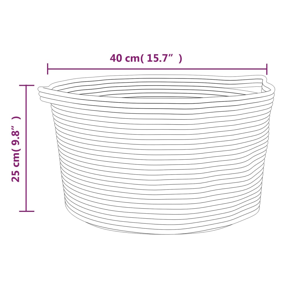 Aufbewahrungskorb Beige und Weiß Ø40x25 cm Baumwolle