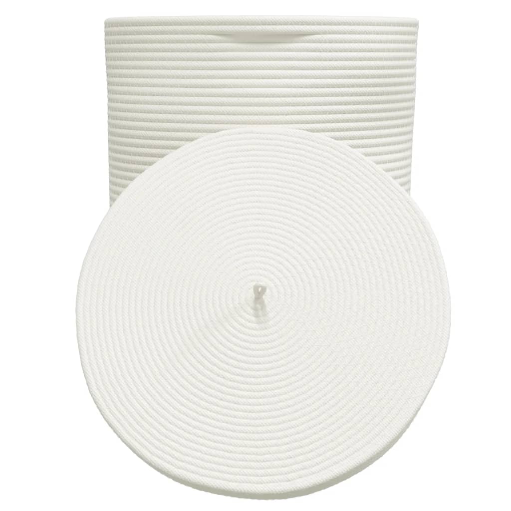 Aufbewahrungskorb mit Deckel Braun & Weiß Ø37x50 cm Baumwolle