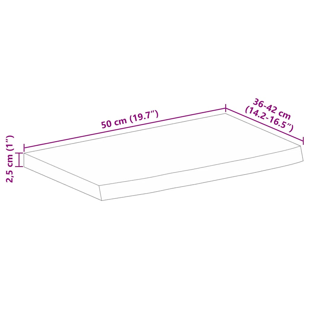 Tischplatte mit Baumkante 50x40x2,5 cm Massivholz Mango