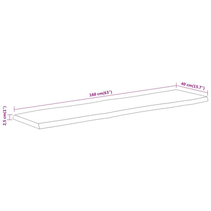Tischplatte 160x40x2,5cm Rechteckig Massivholz Akazie Baumkante