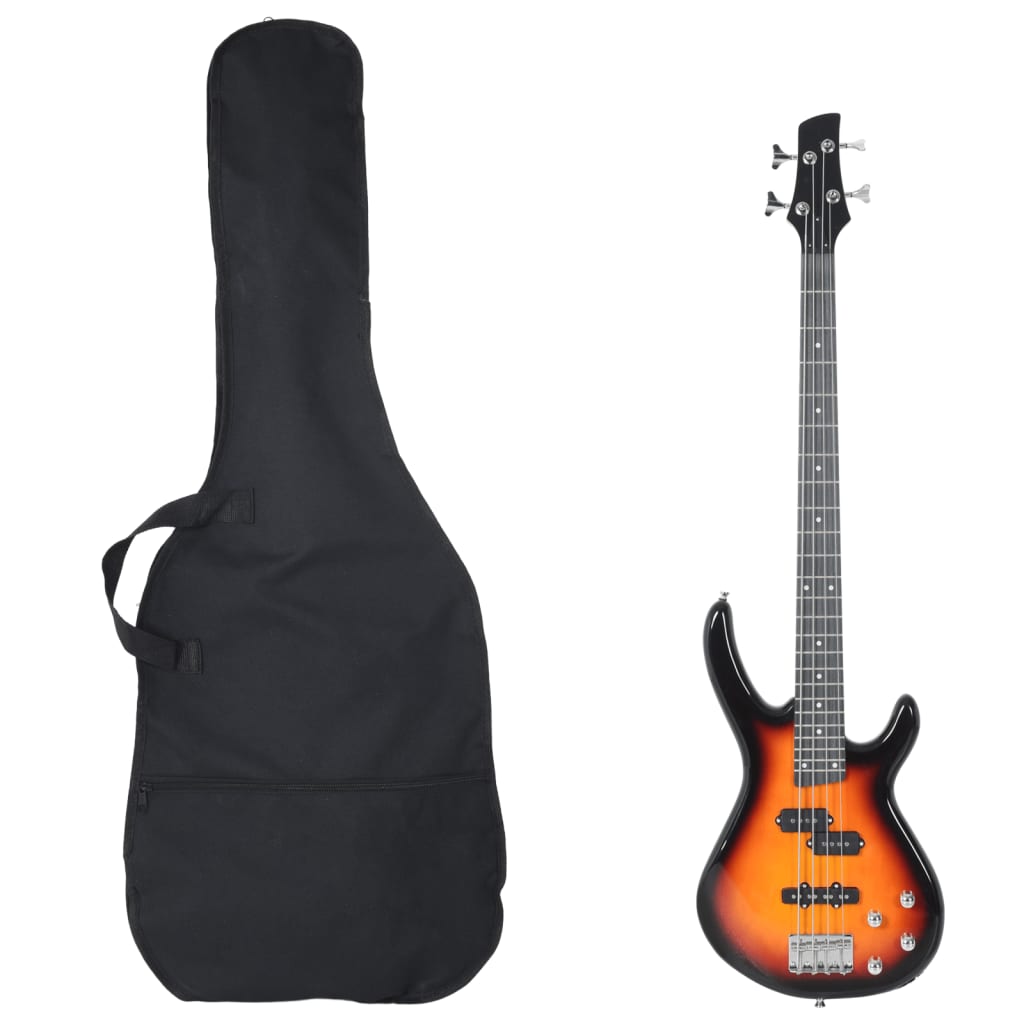 E-Bass für Anfänger mit Tasche Braun und Schwarz 4/4 46"