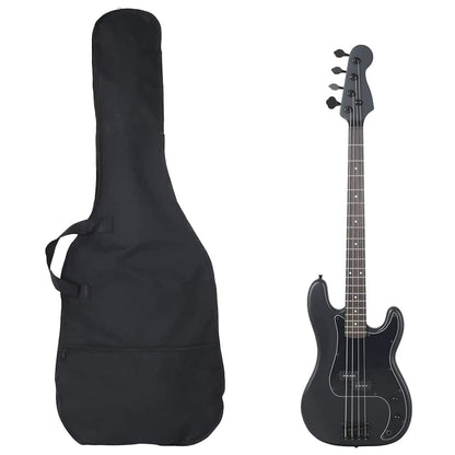 E-Bass für Anfänger mit Tasche Schwarz 4/4 46"