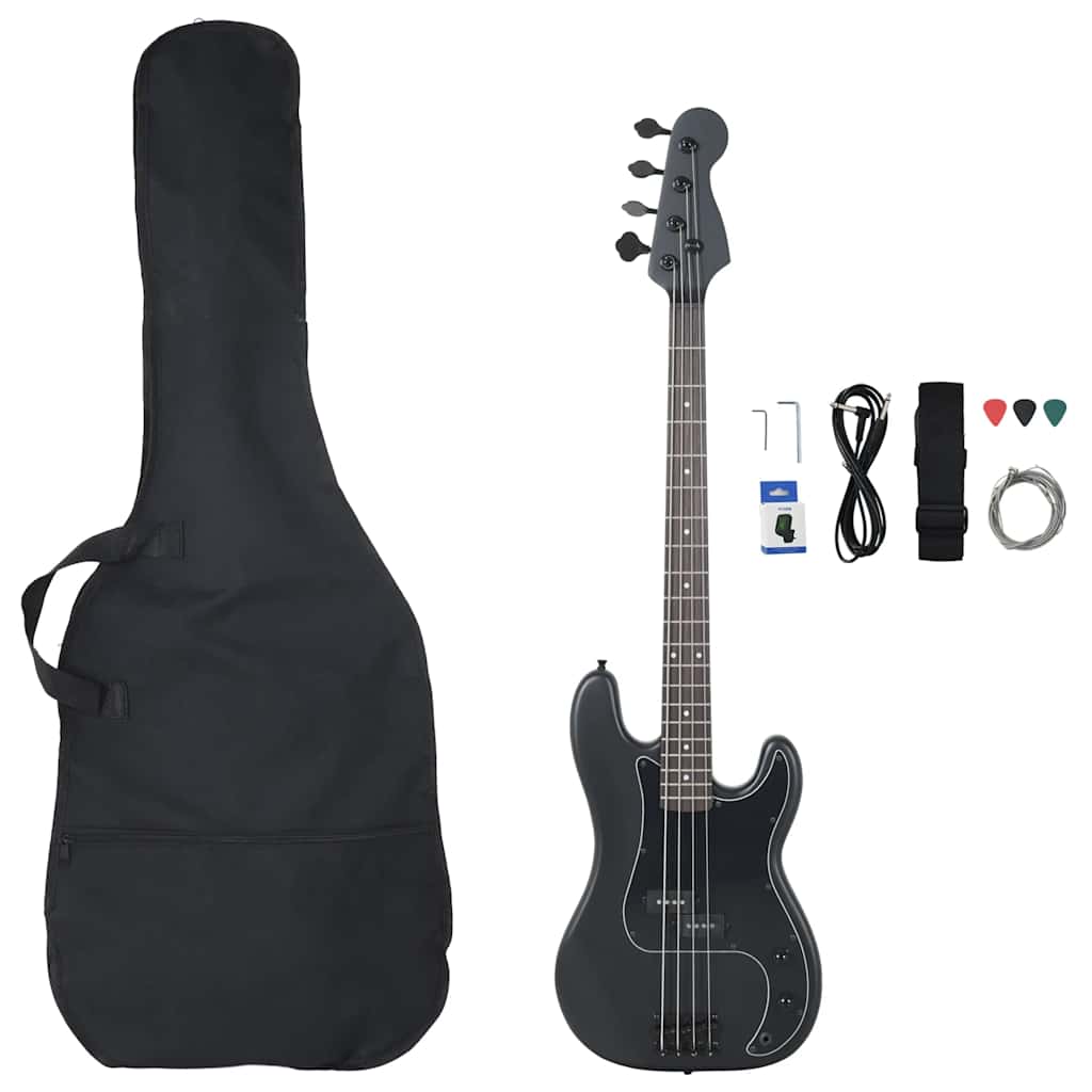 E-Bass für Anfänger mit Tasche Schwarz 4/4 46"