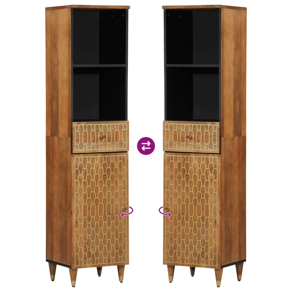 Badschrank 38x33x160 cm Massivholz Mango