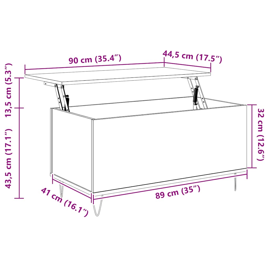 Couchtisch Sonoma-Eiche 90x44,5x45 cm Holzwerkstoff