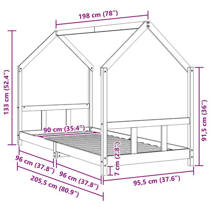 Kinderbett Weiß 90x200 cm Massivholz Kiefer