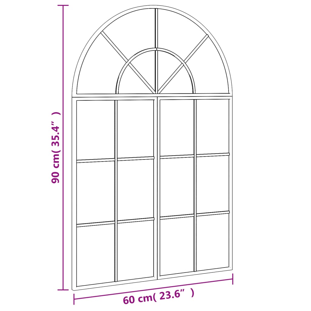 Wandspiegel Schwarz 60x90 cm Gewölbt Eisen