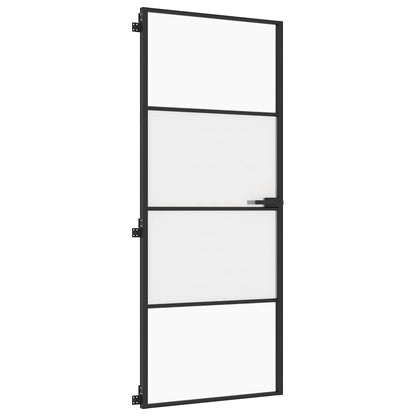 Innentür Schlank Schwarz 83x201,5 cm Hartglas & Aluminium