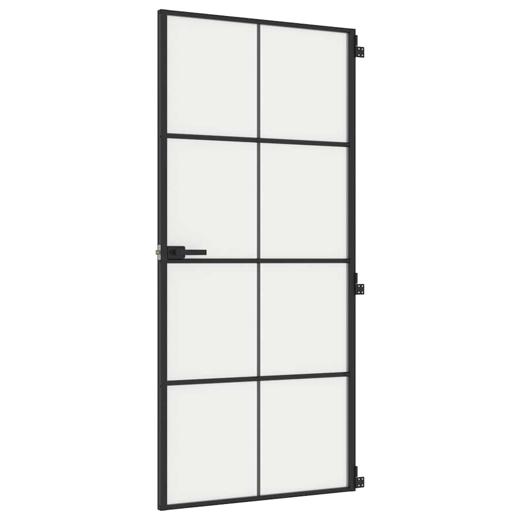 Innentür Schlank Schwarz 93x201,5 cm Hartglas & Aluminium
