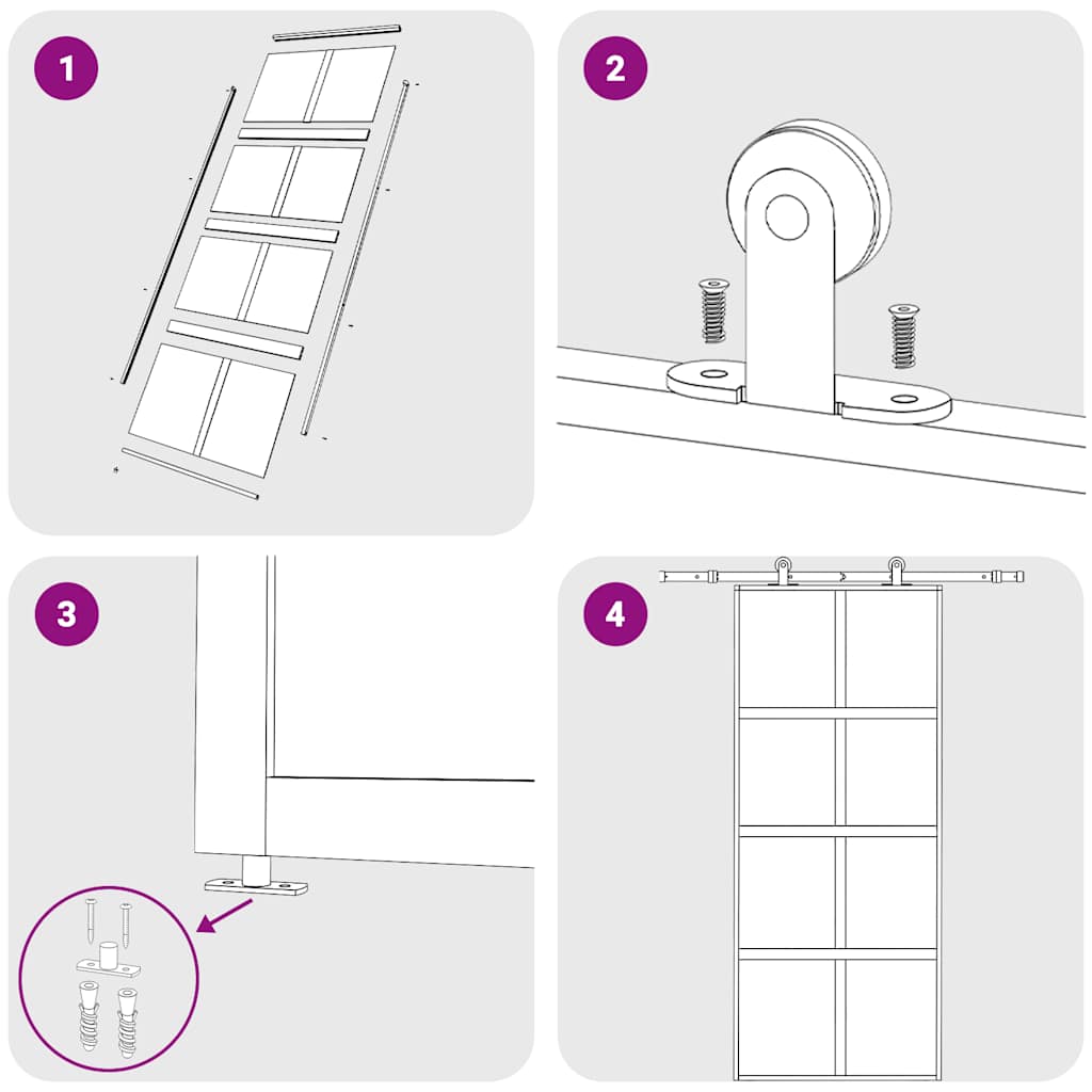 Schiebetür Golden 90x205 cm ESG-Klarglas und Aluminium