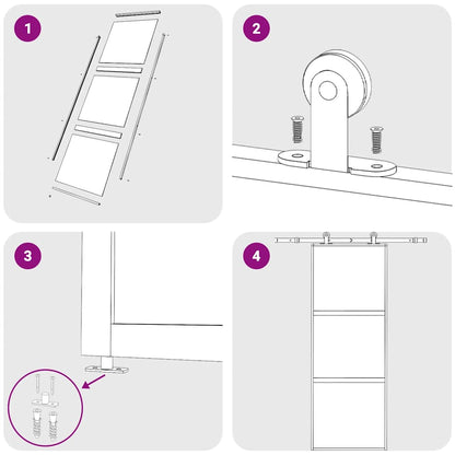 Schiebetür Schwarz 76x205 cm Hartglas und Aluminium