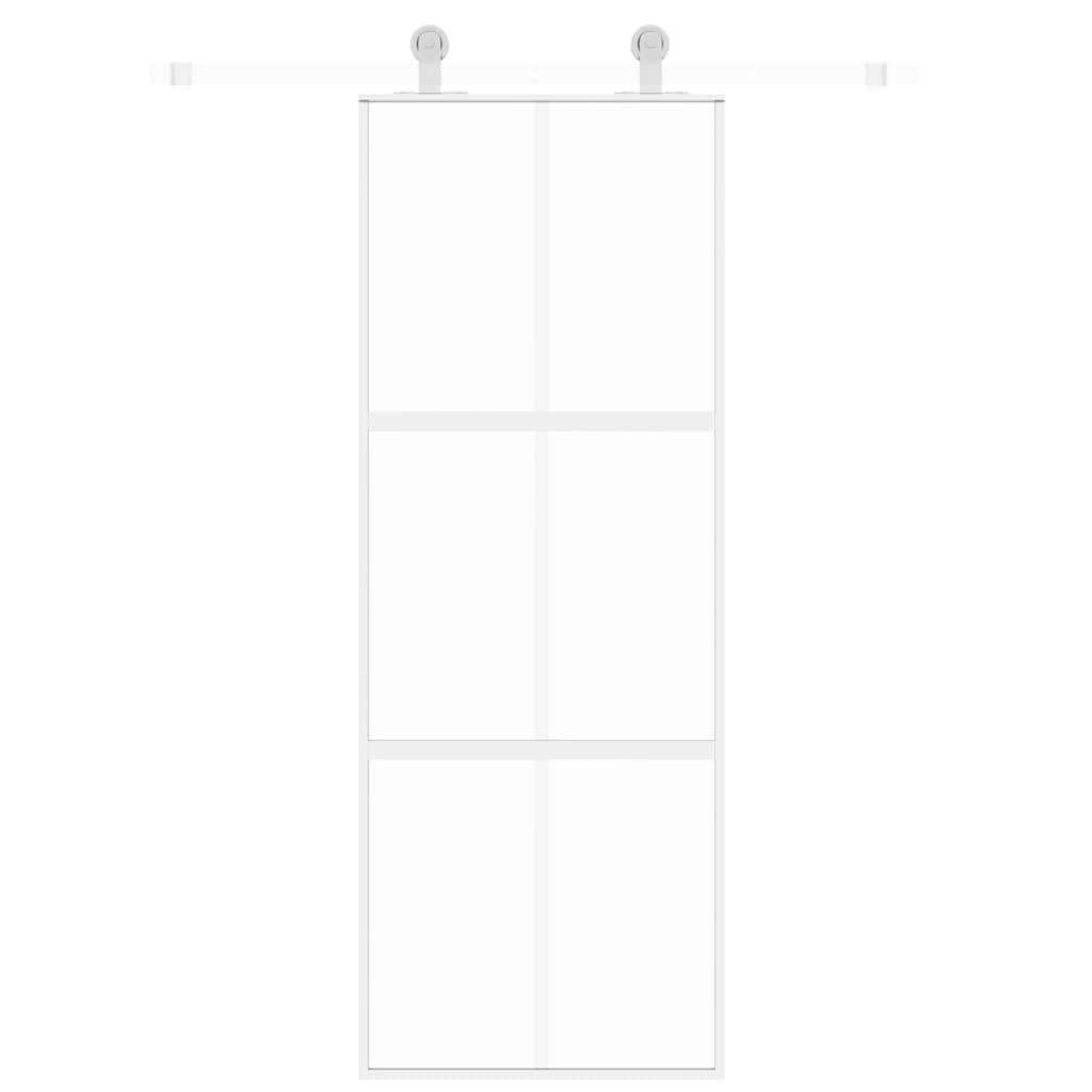 Schiebetür Weiß 76x205 cm Hartglas und Aluminium