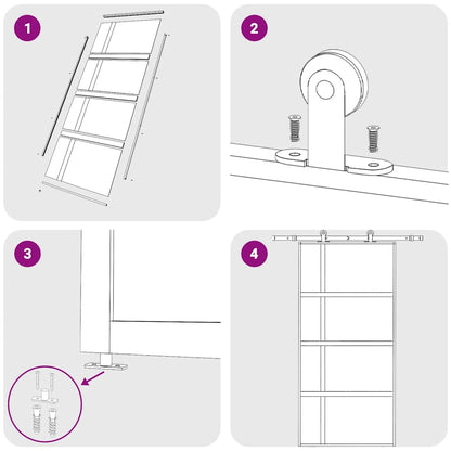 Schiebetür Schwarz 102,5x205 cm Hartglas und Aluminium
