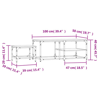 Satztische 2 Stk. Schwarz Holzwerkstoff