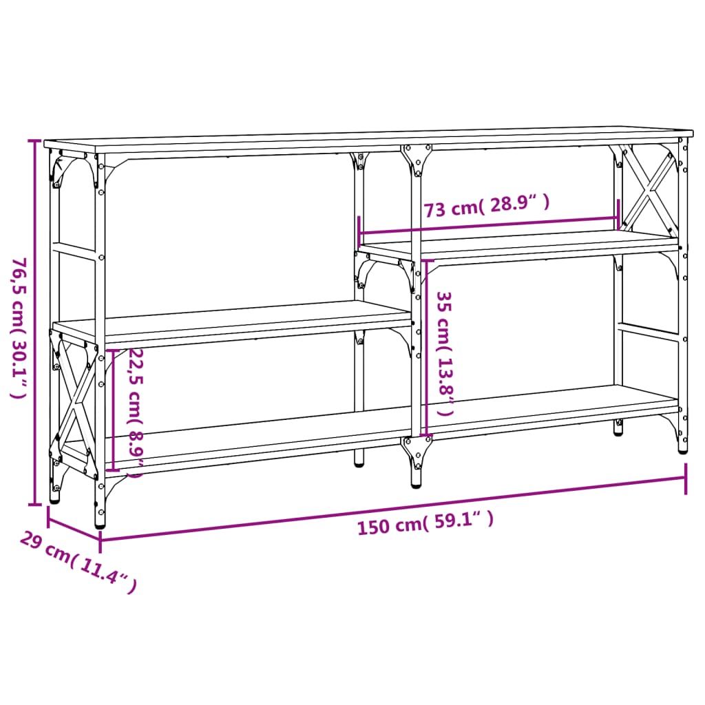 Konsolentisch Sonoma-Eiche 150x29x76,5 cm Holzwerkstoff