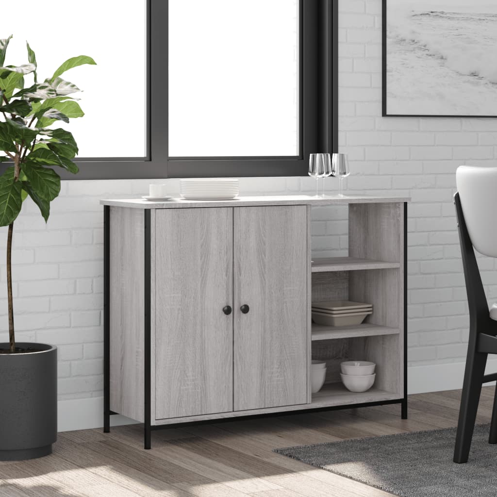 Sideboard Grau Sonoma 100x33x75 cm Holzwerkstoff