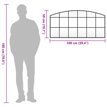Wandspiegel Schwarz 100x50 cm Gewölbt Eisen