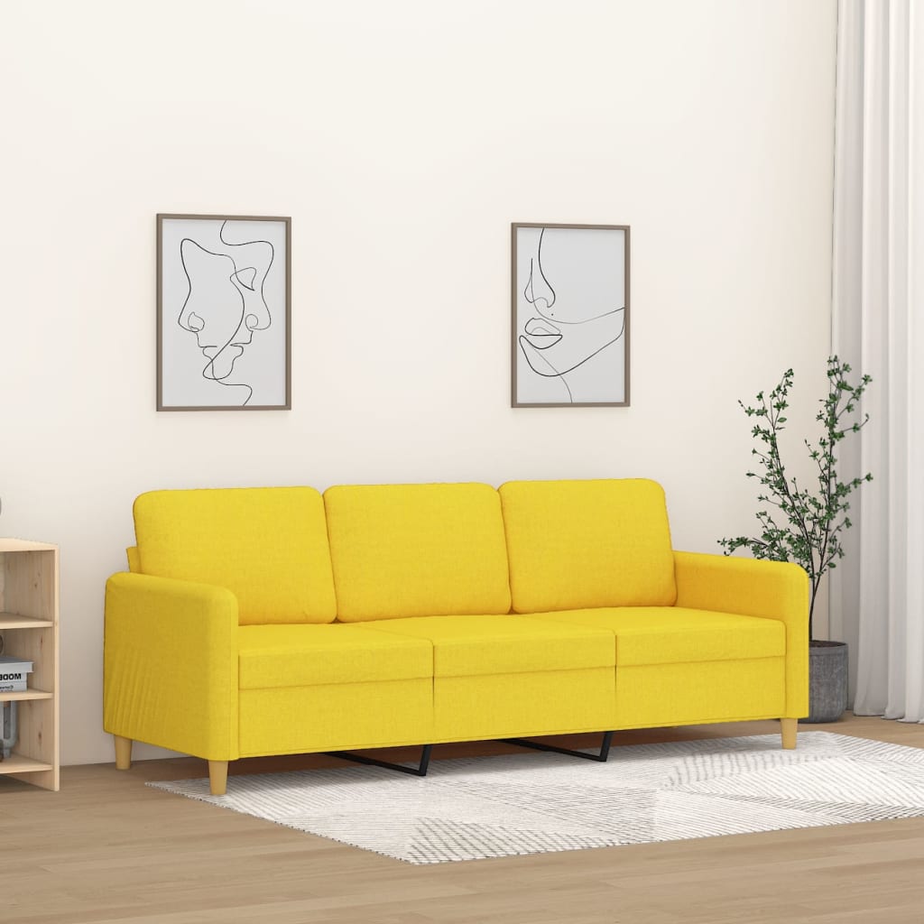 3-Sitzer-Sofa Hellgelb 180 cm Stoff