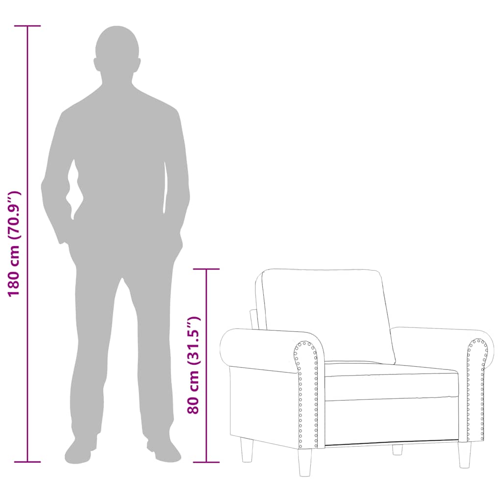 Sessel Cappuccino-Braun 60 cm Kunstleder