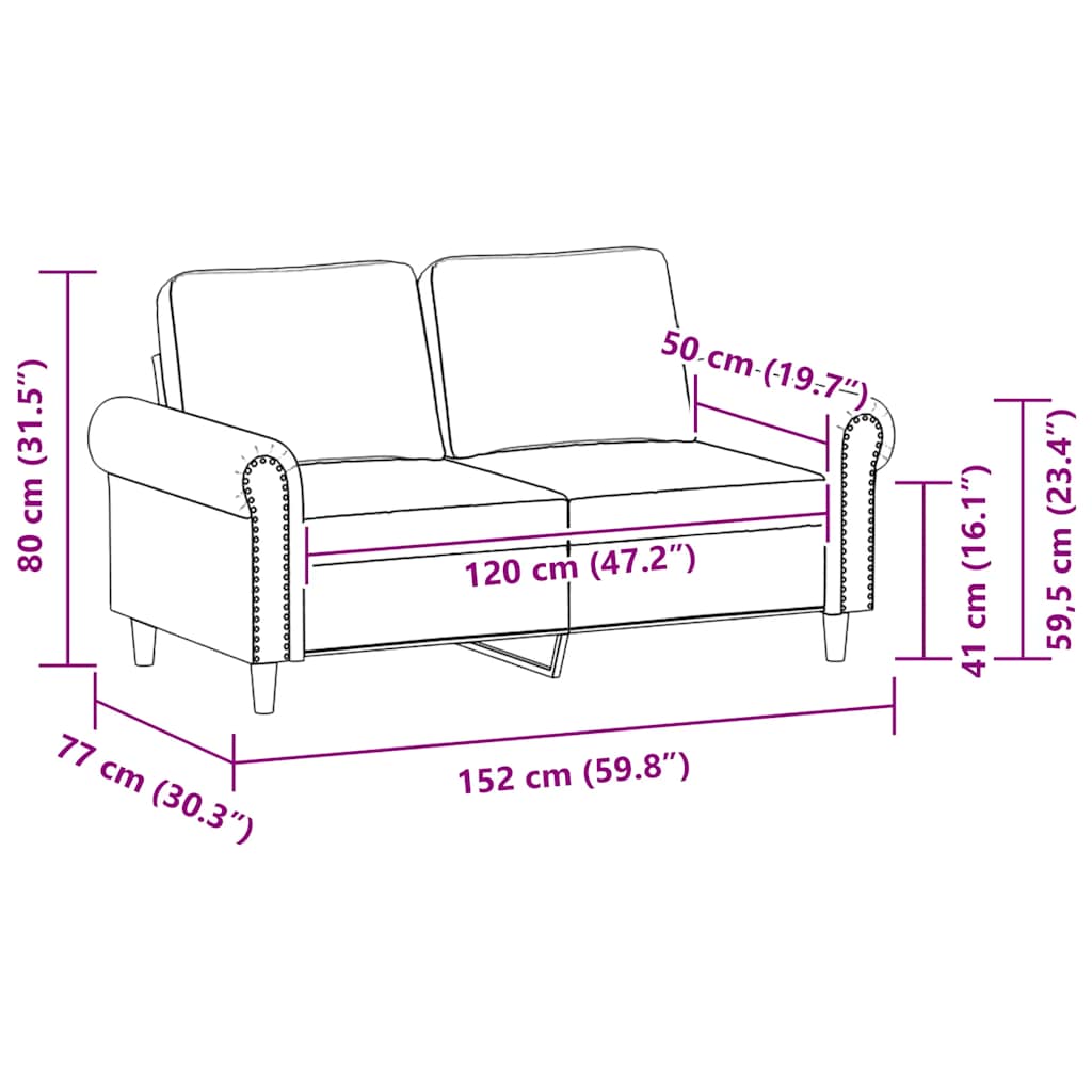 2-Sitzer-Sofa Grau 120 cm Kunstleder