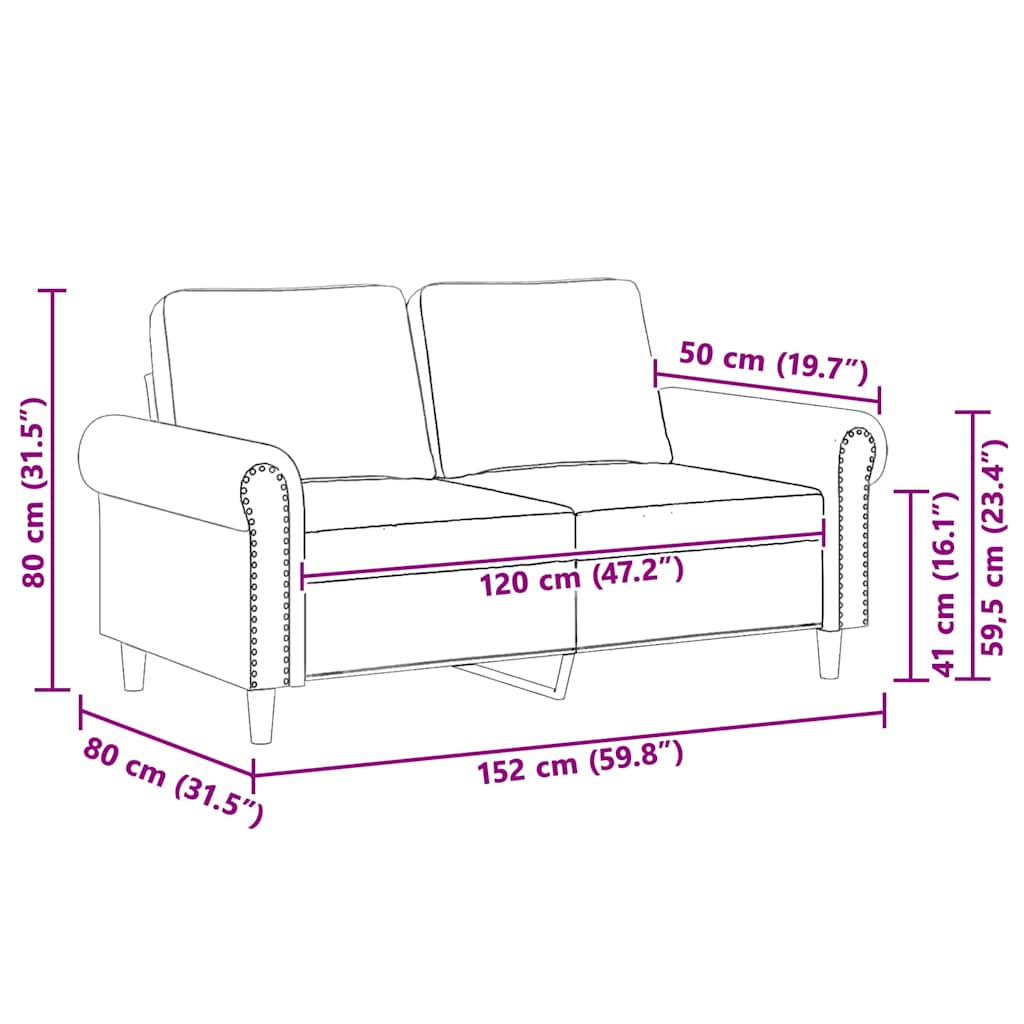 2-Sitzer-Sofa Weinrot 120 cm Samt