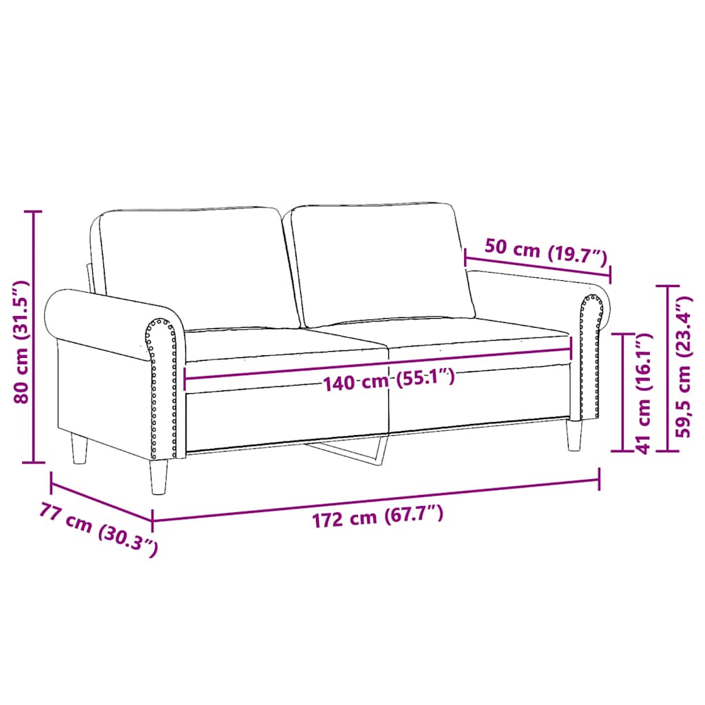 2-Sitzer-Sofa Rosa 140 cm Samt