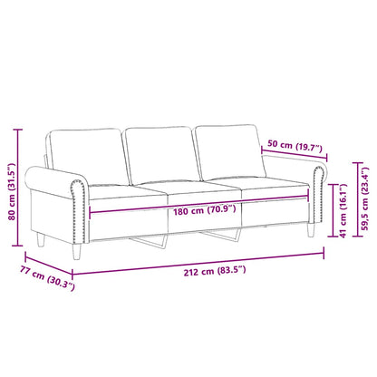 3-Sitzer-Sofa Dunkelgrau 180 cm Samt