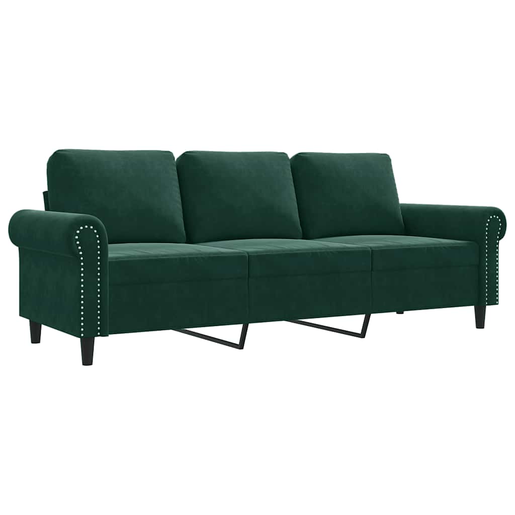 3-Sitzer-Sofa Dunkelgrün 180 cm Samt