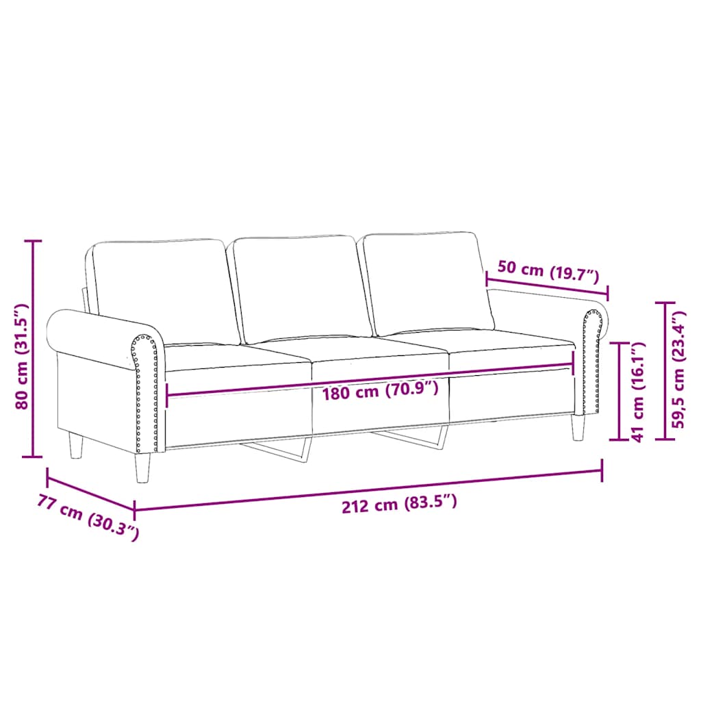 3-Sitzer-Sofa Dunkelgrün 180 cm Samt