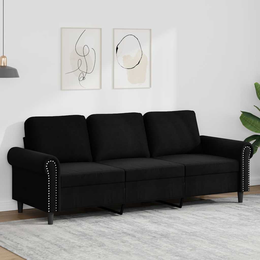 3-Sitzer-Sofa Schwarz 180 cm Samt