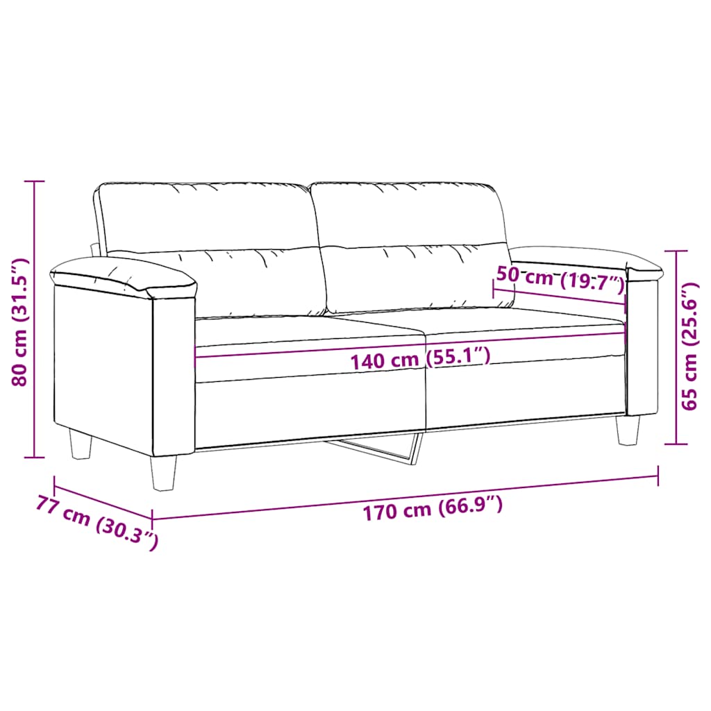 2-Sitzer-Sofa Dunkelgrau 140 cm Mikrofasergewebe