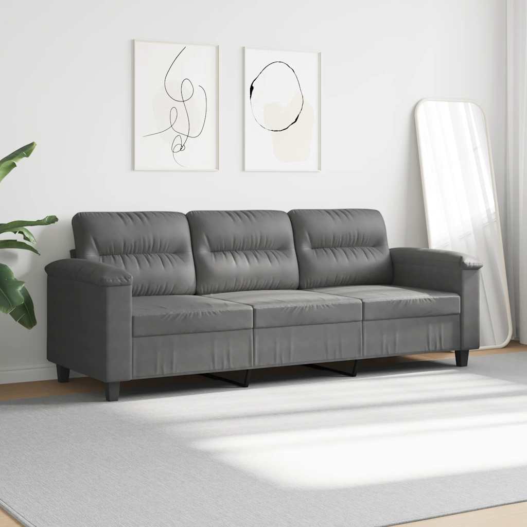 3-Sitzer-Sofa Dunkelgrau 180 cm Mikrofasergewebe