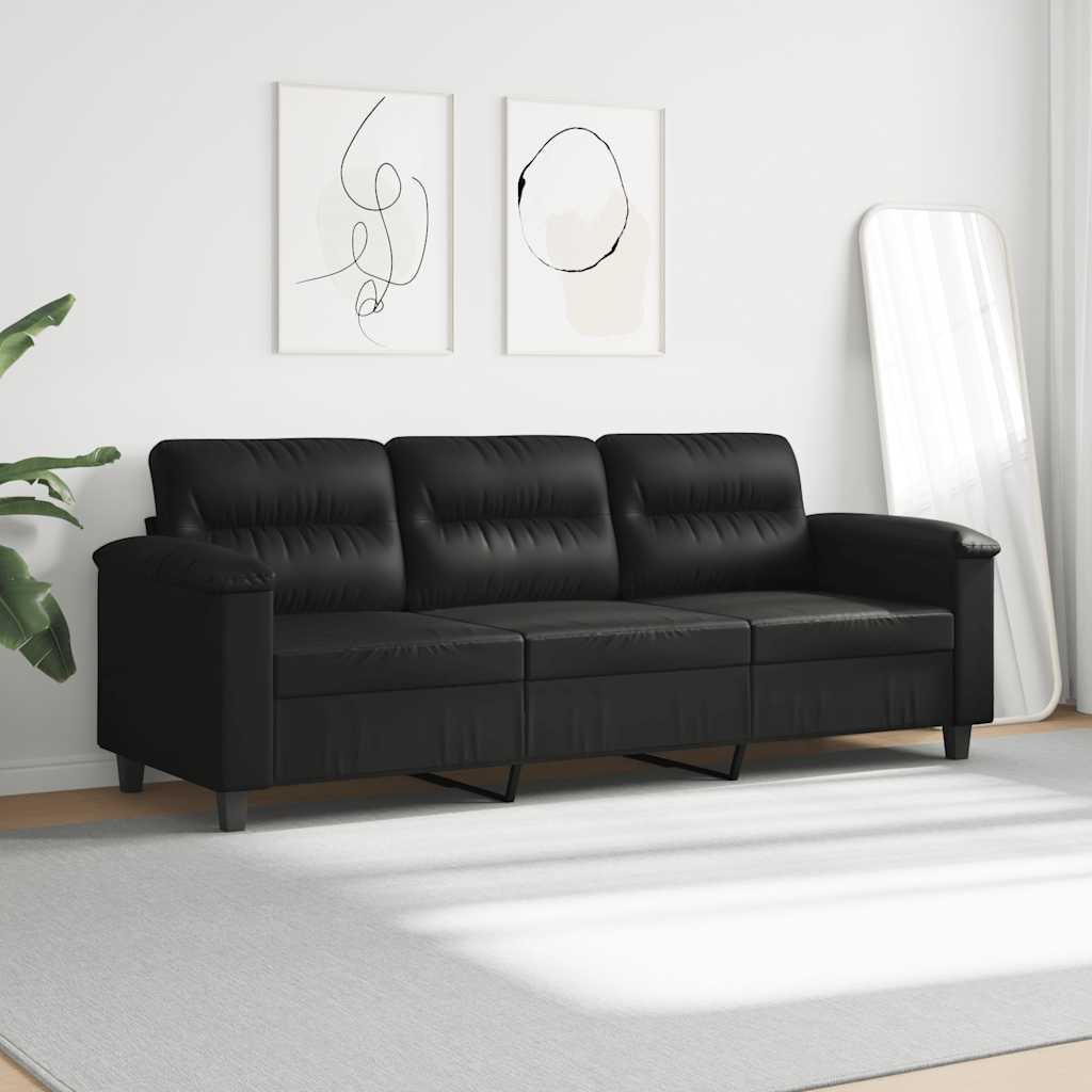 3-Sitzer-Sofa Schwarz 180 cm Mikrofasergewebe