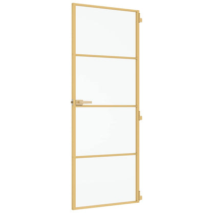 Innentür Schlank Golden 76x201,5 cm Hartglas und Aluminium