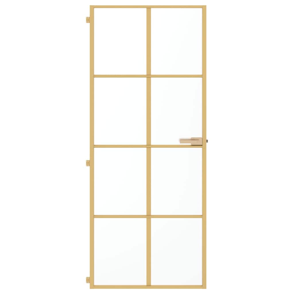 Innentür Schlank Golden 83x201,5 cm Hartglas und Aluminium