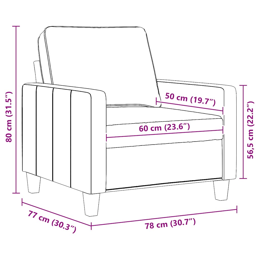 Sessel Creme 60 cm Stoff