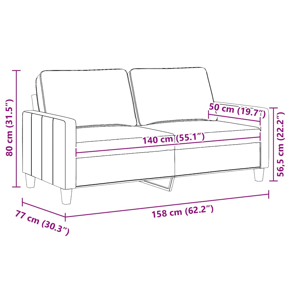 2-Sitzer-Sofa Dunkelgrau 140 cm Stoff