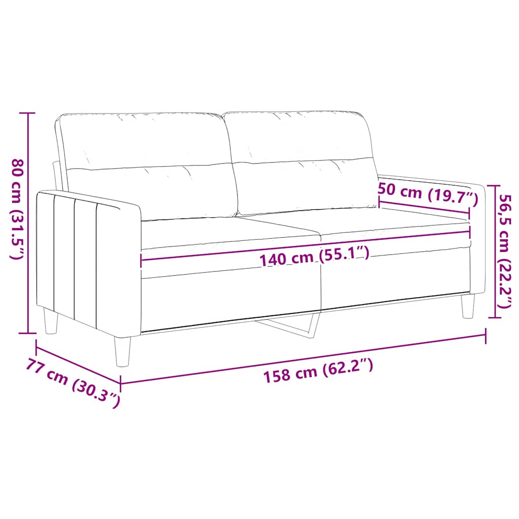 2-Sitzer-Sofa Braun 140 cm Stoff