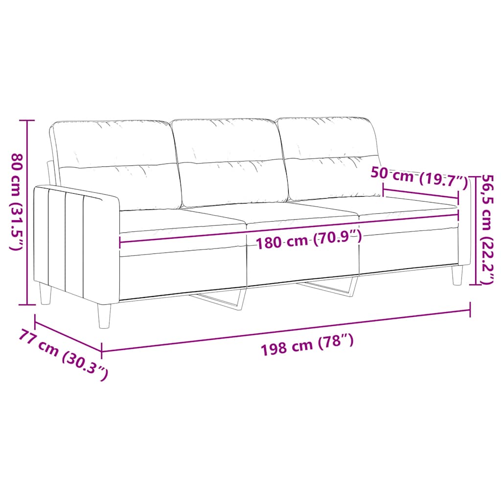 3-Sitzer-Sofa Braun 180 cm Stoff