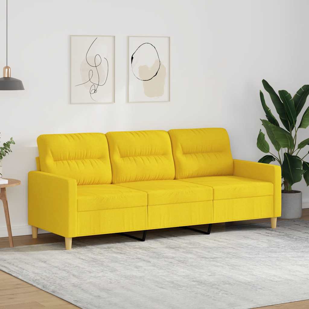 3-Sitzer-Sofa Hellgelb 180 cm Stoff