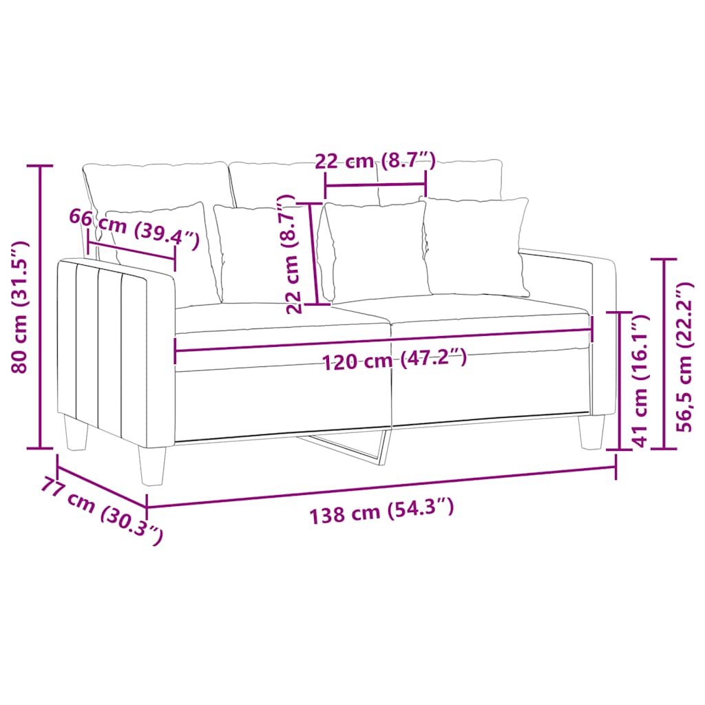 2-Sitzer-Sofa Hellgelb 120 cm Stoff