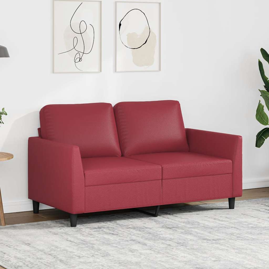 2-Sitzer-Sofa Weinrot 120 cm Kunstleder