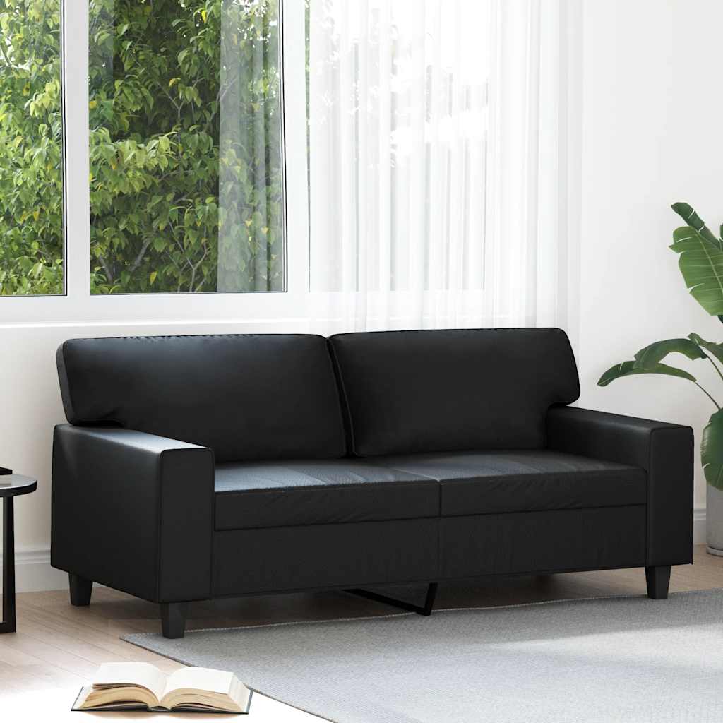 2-Sitzer-Sofa Schwarz 140 cm Kunstleder
