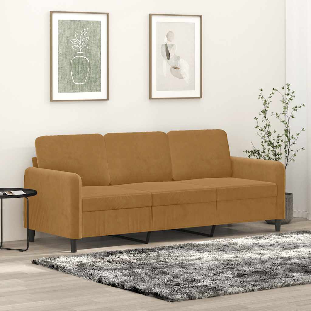 3-Sitzer-Sofa Braun 180 cm Samt