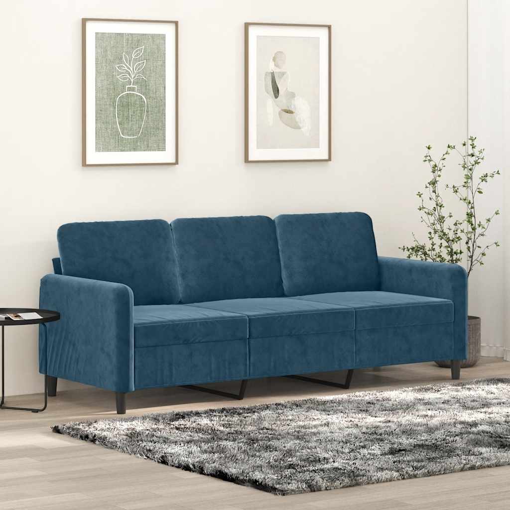 3-Sitzer-Sofa Blau 180 cm Samt
